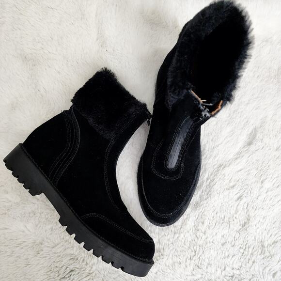 NEW Blondo Hostel Black Suede Waterproof Snow Black Ankle Boot - Picture 2 of 10
